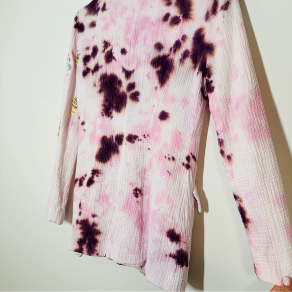 L*Space Tie Dye Women’s Collared Button Blazer Pink Purple White Floral Sleeve 6 - Picture 14 of 14